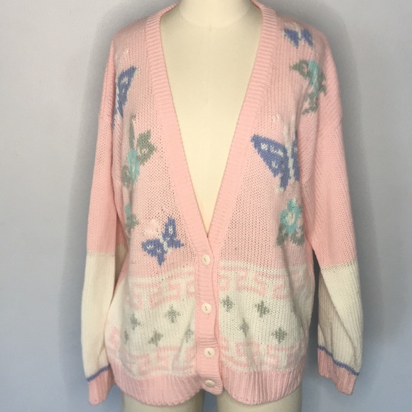 Vintage Sweaters - Vintage Soft Butterfly Cardigan Large